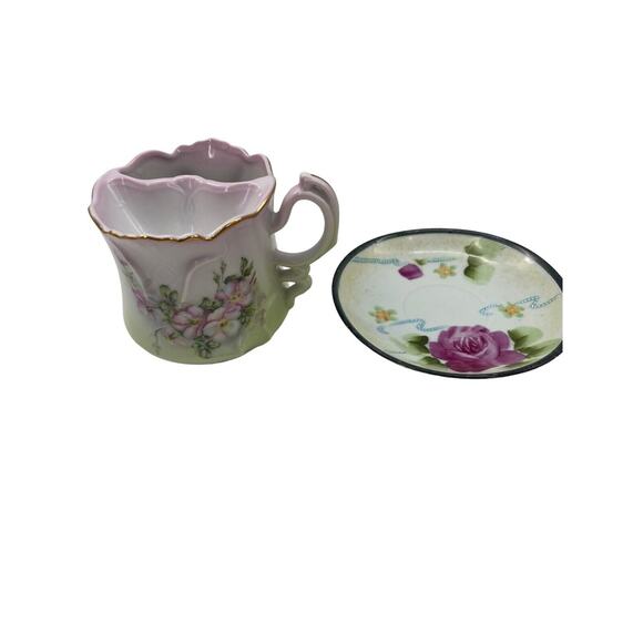 Nippon Porcelain Antique Men's Shaving Cup and Saucer Vanity Set - Picture 3 of 16